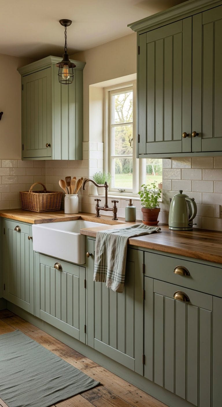 tranquil aged charming beadboard cabinetry