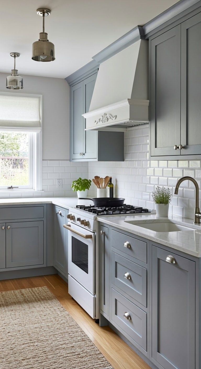 tranquil layered kitchen design