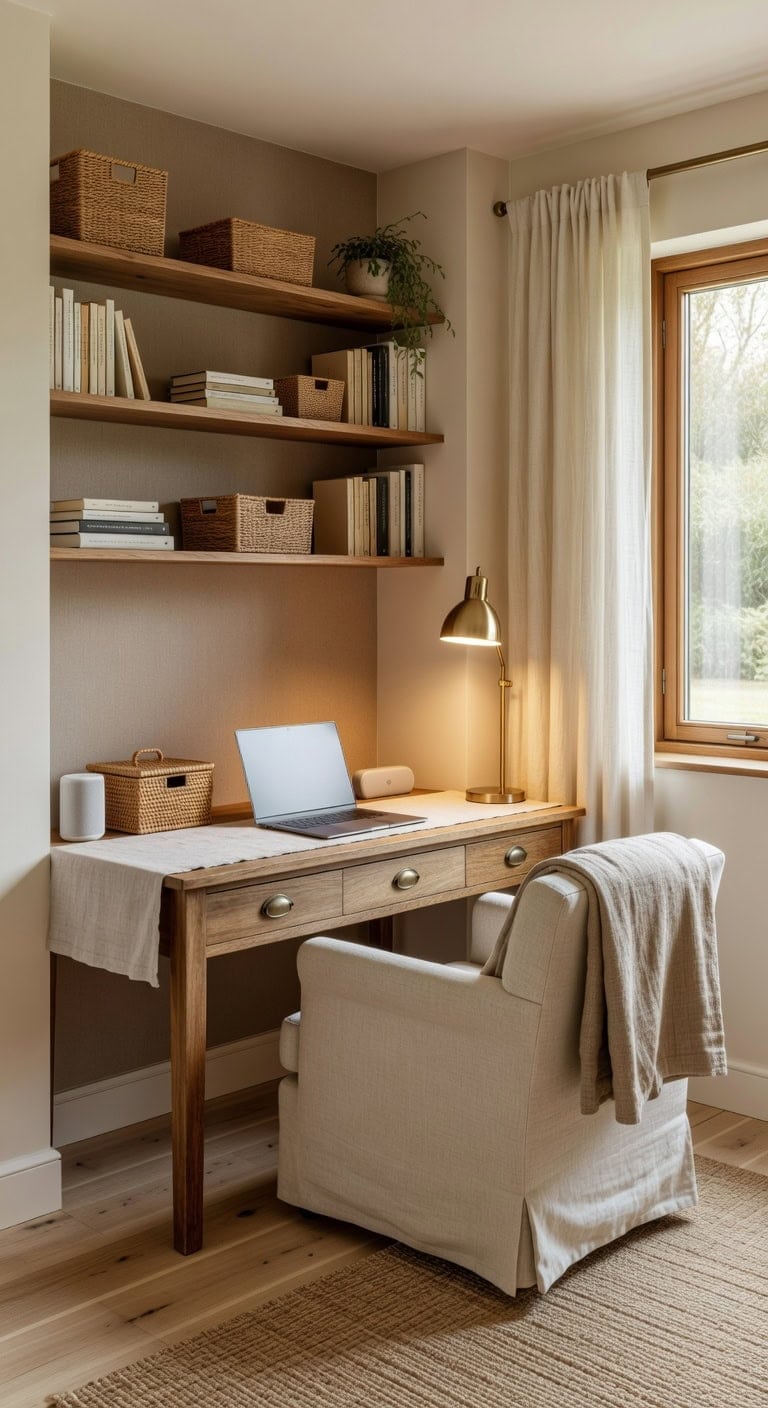 tranquil workspace with calming sounds