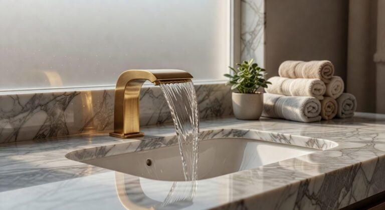 trending brushed gold waterfall faucets