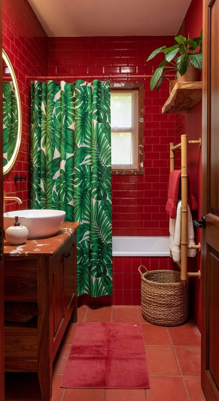 tropical bamboo coconut bathroom
