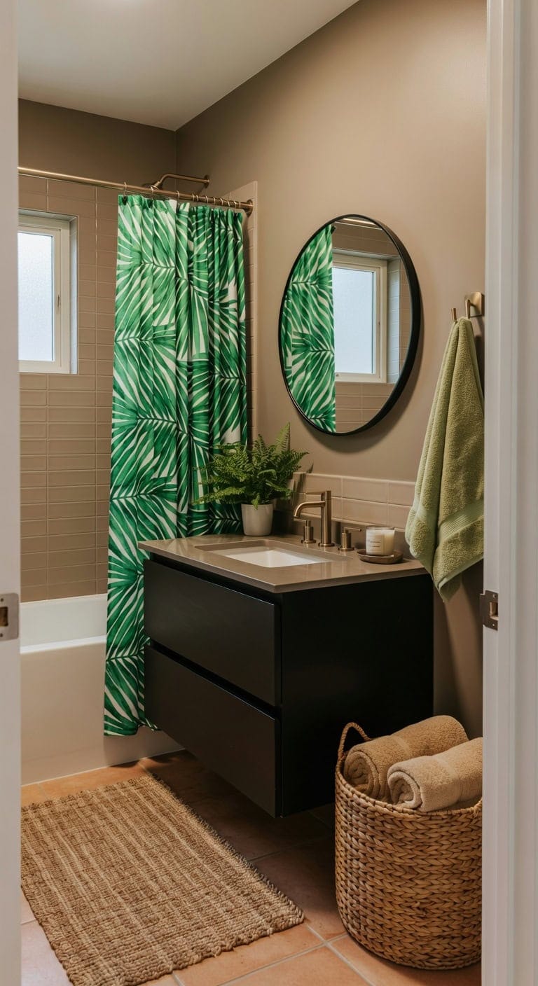 tropical bathroom with rattan