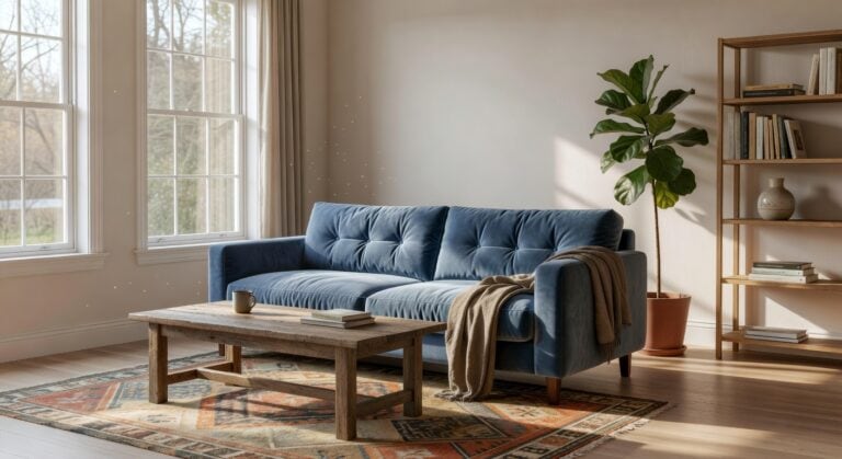 tufted velvet dusty french blues