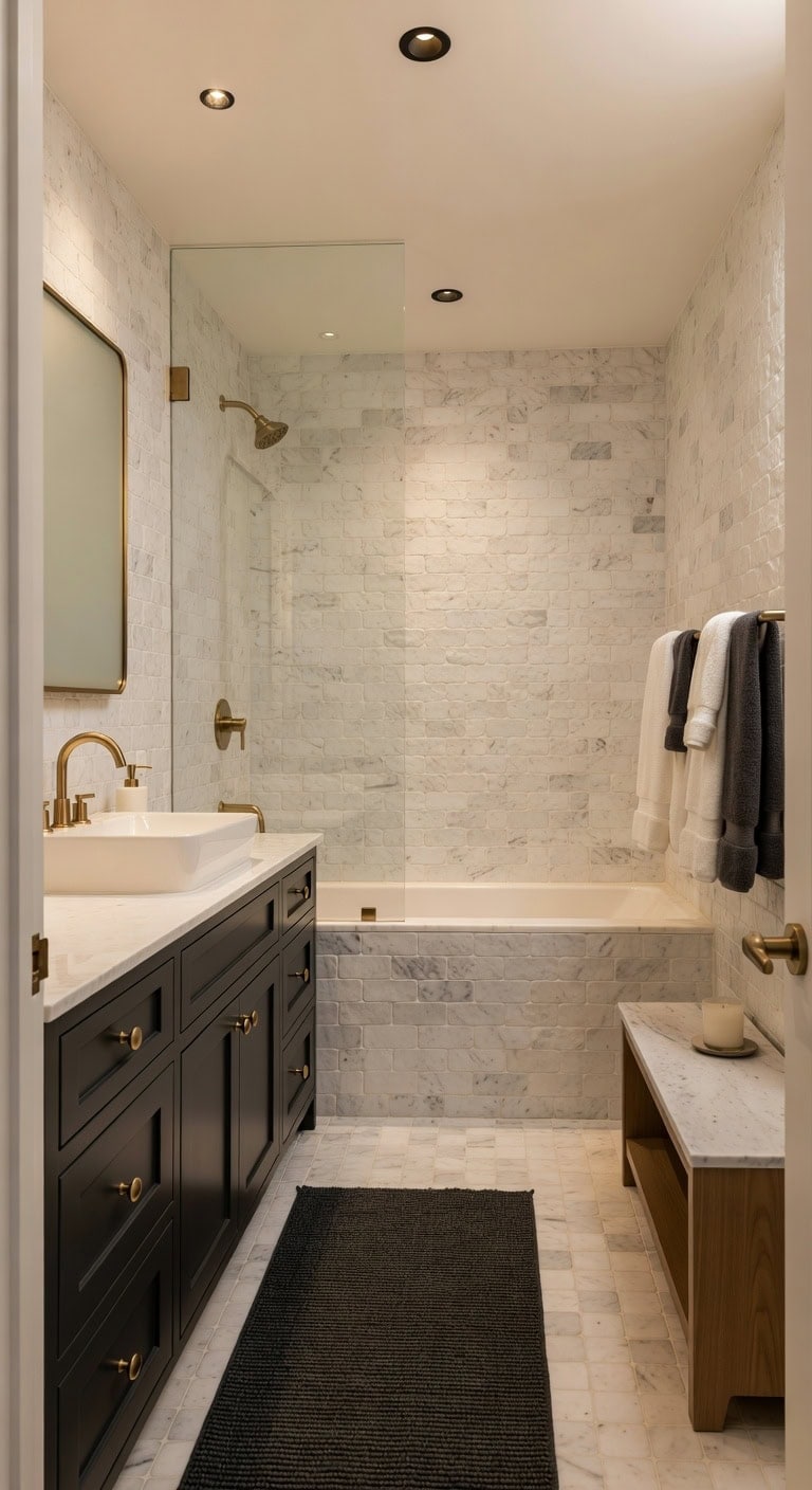 tumbled marble brass retreat