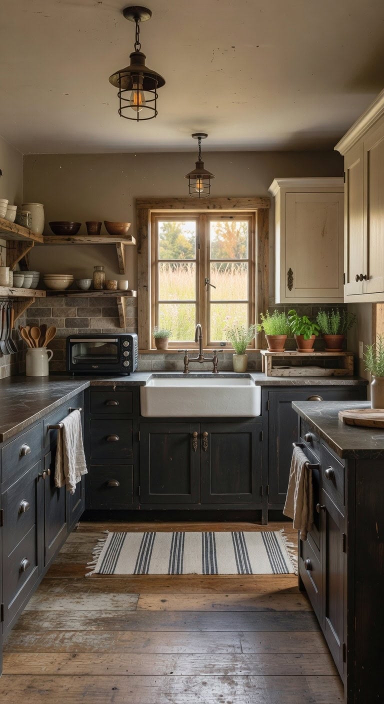 two tone rustic kitchen transformation