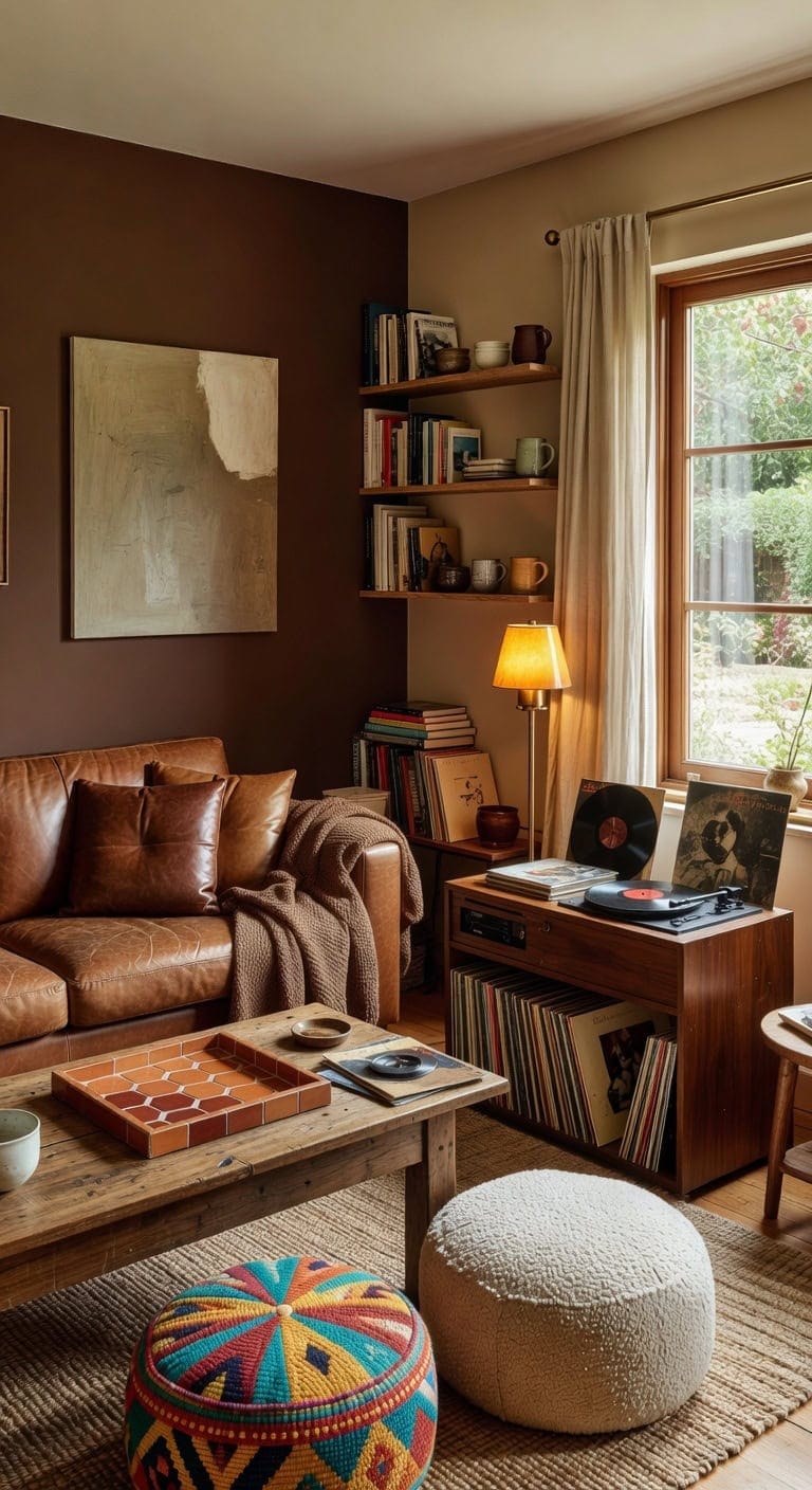 vintage eclectic cozy music nook