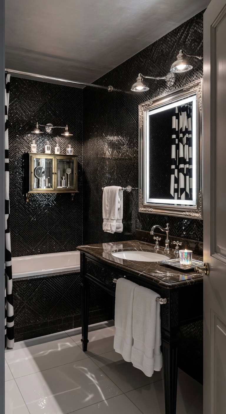 vintage glam black mosaic