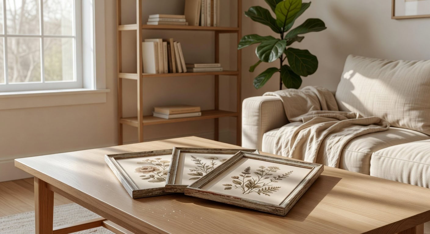 vintage inspired botanical prints in distressed frames