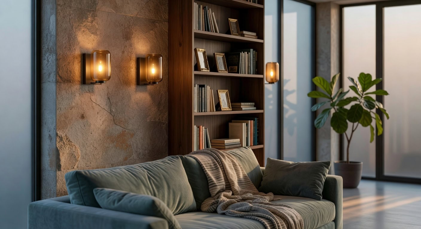 vintage modern amber glass wall sconces
