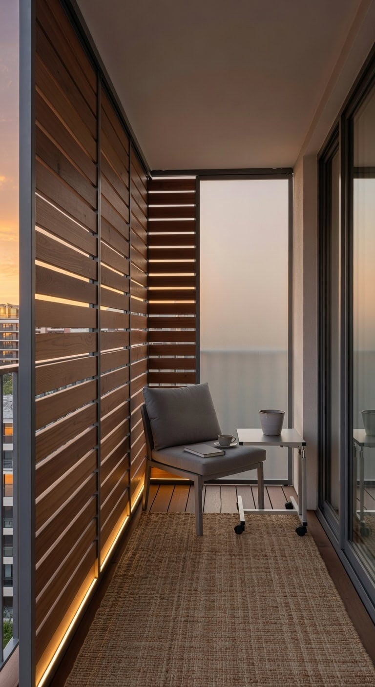 walnut slatted balcony sliding_track