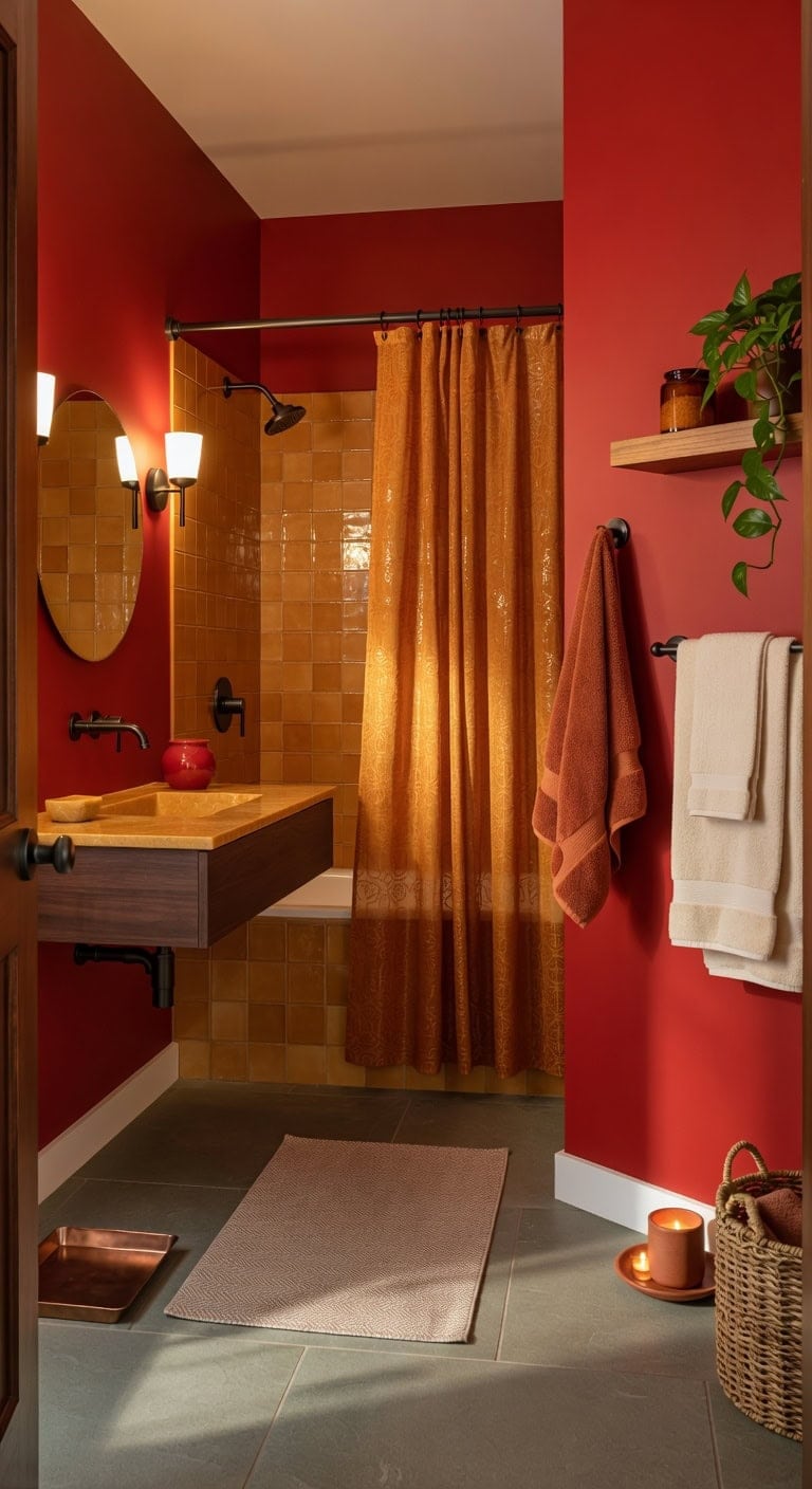 warm autumnal amber bathroom