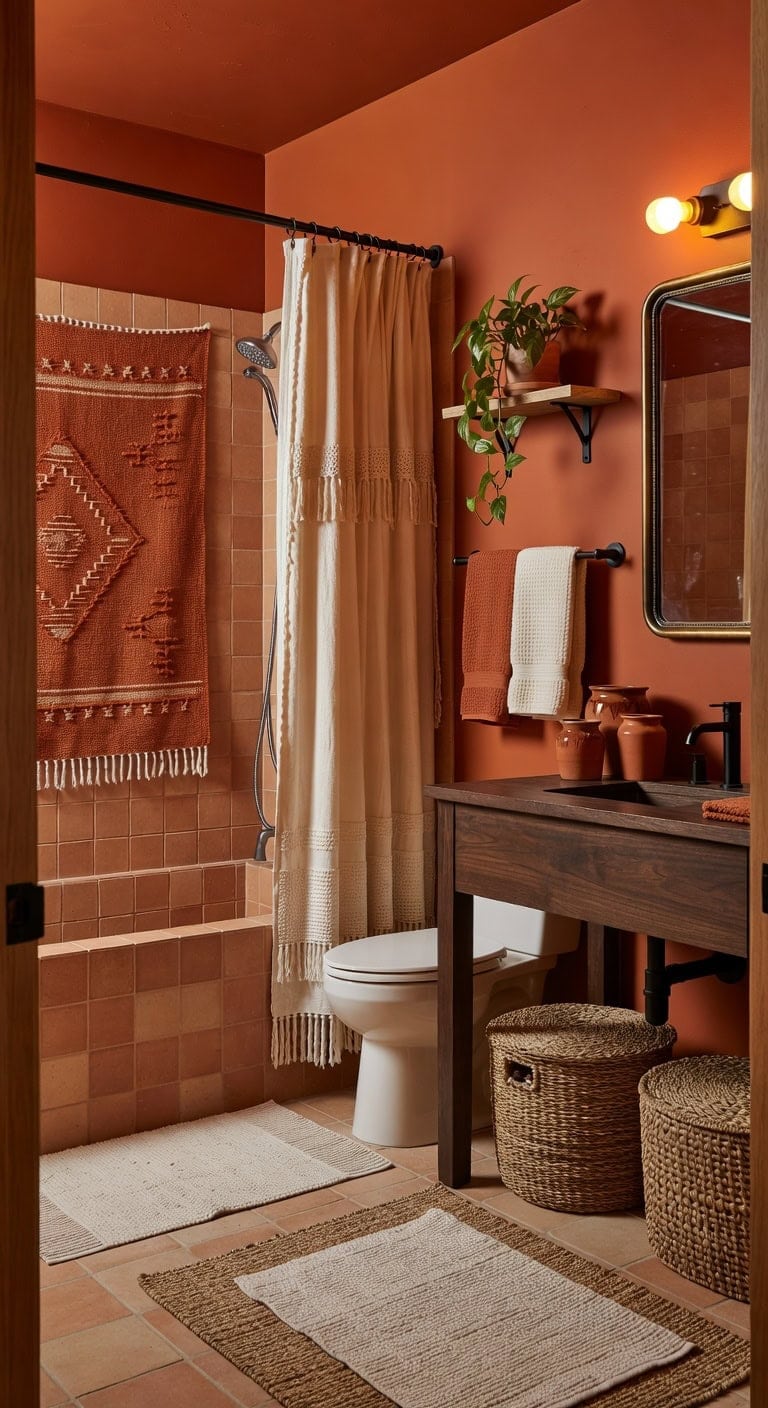 warm burnt orange bohemian retreat