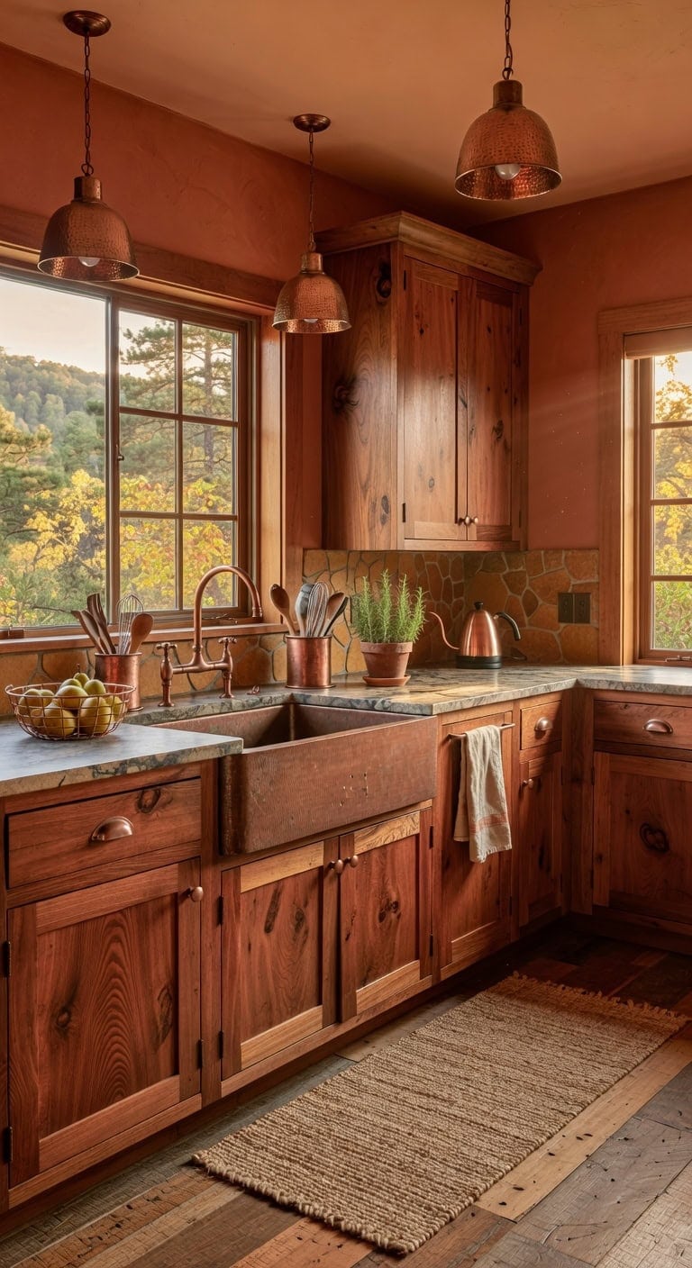 warm copper and knotty alder blend