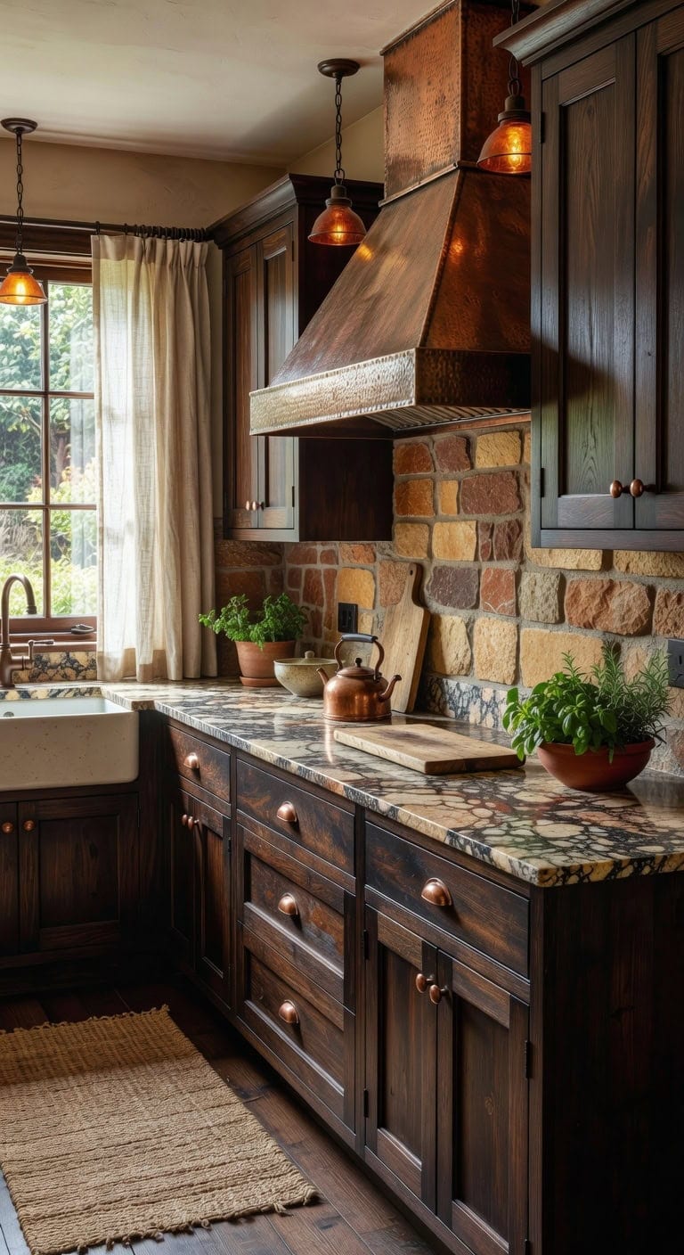 warm copper kitchen artisan crafted character