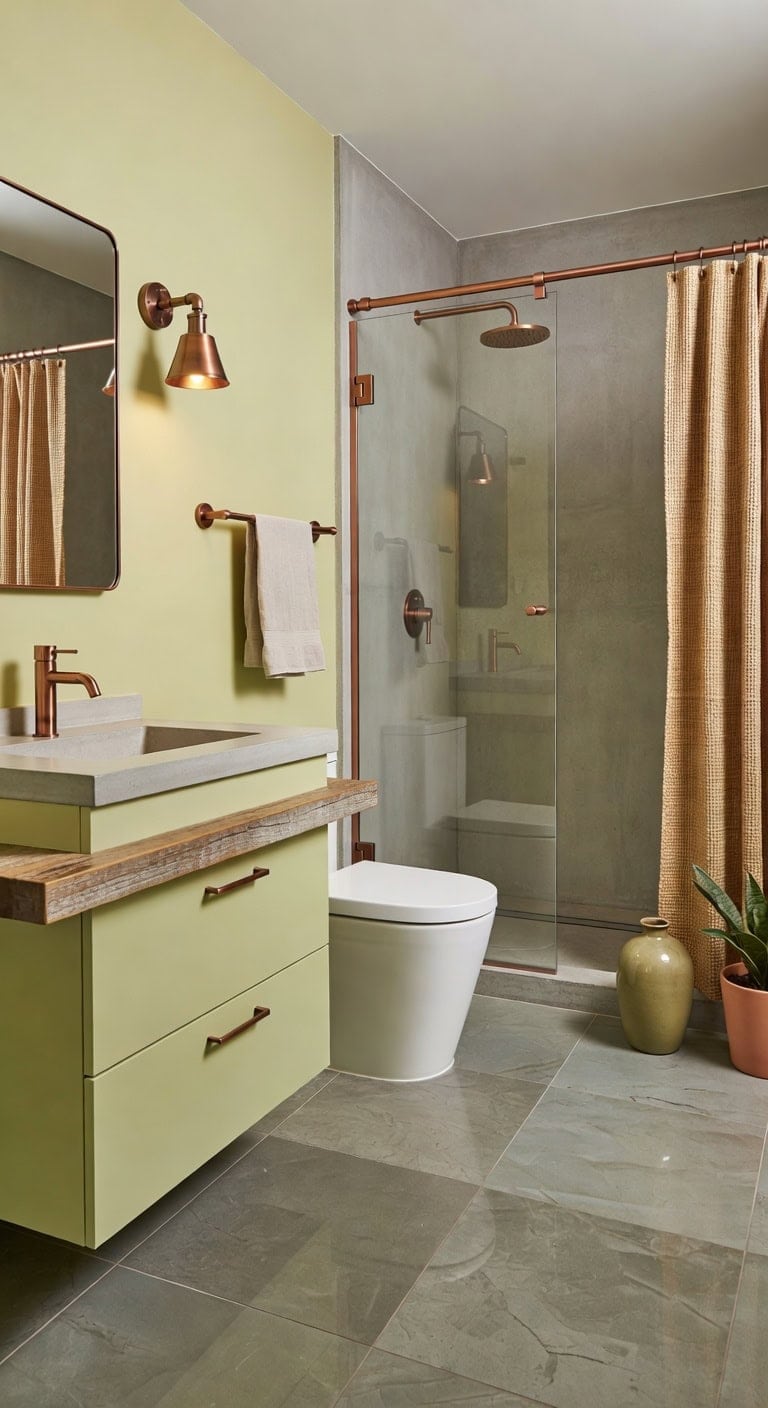 warm industrial chic pistachio copper fixture