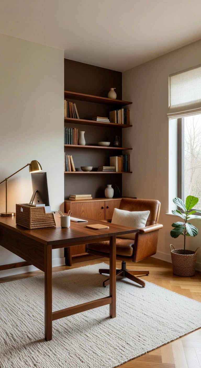 warm inviting polished mid century workspace