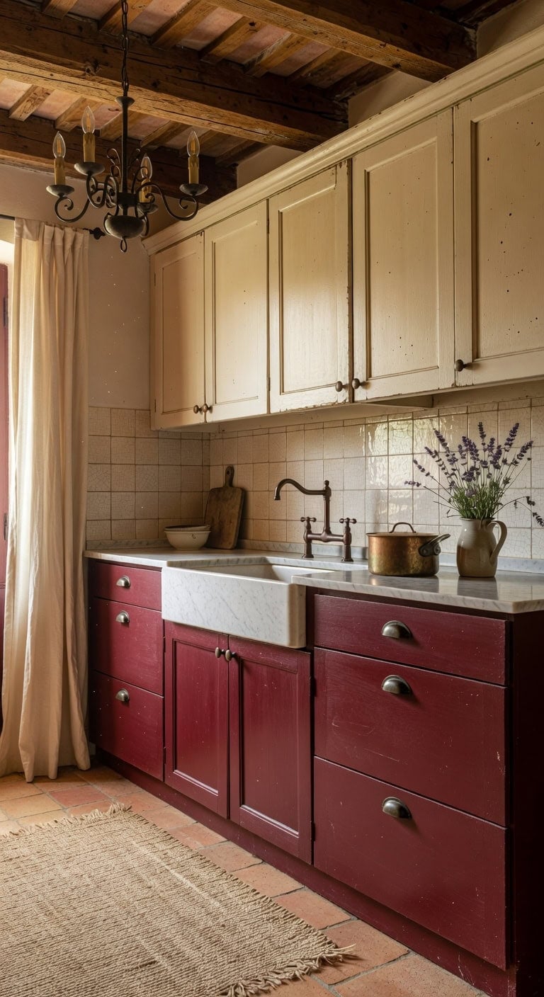 warm layered textured french country kitchen