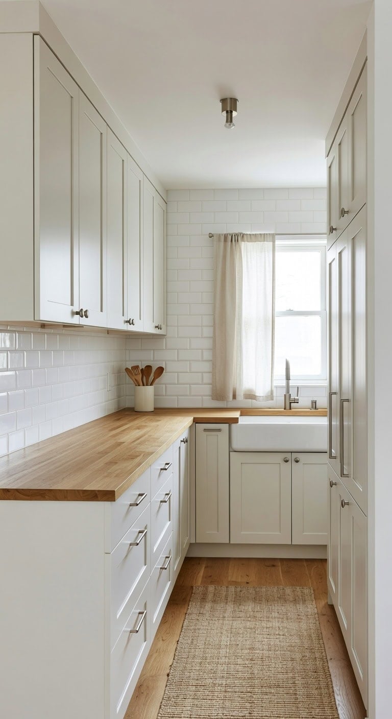warm matte alabaster galley kitchen transformation