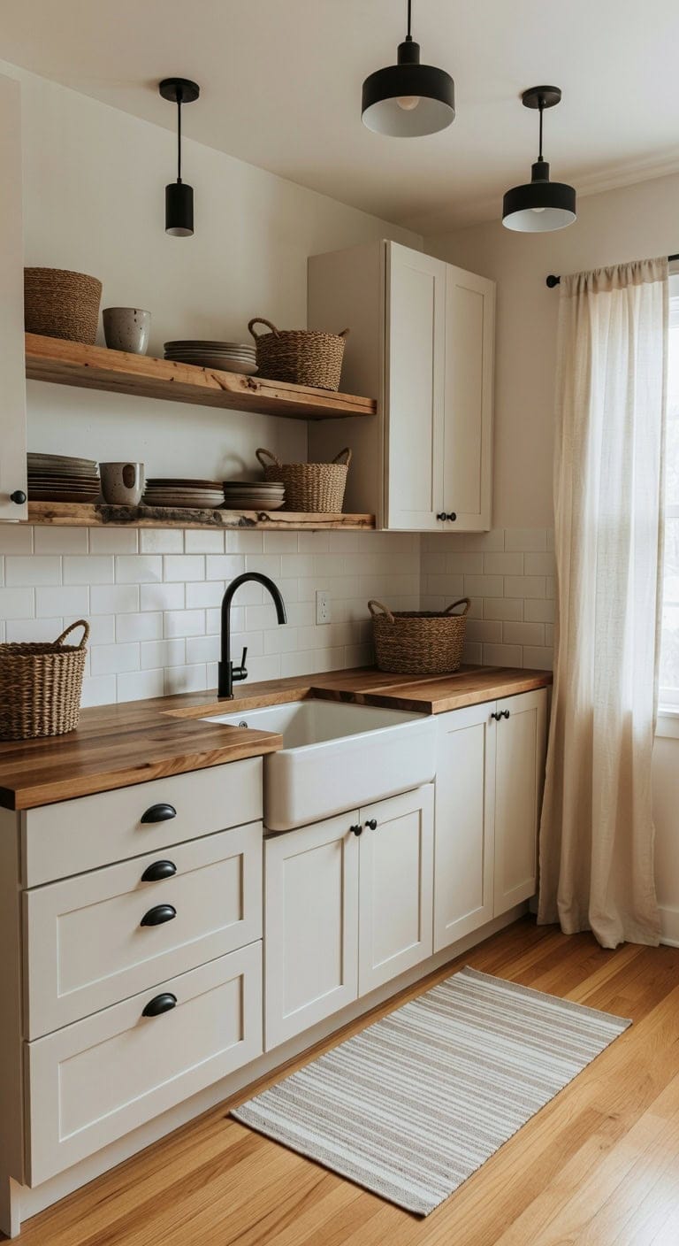 warm open textured inviting kitchen
