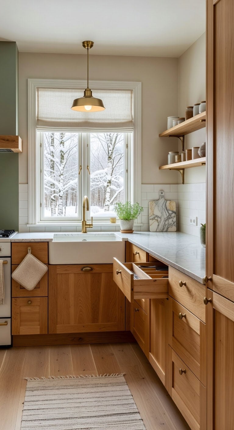 warm scandinavian maple kitchen