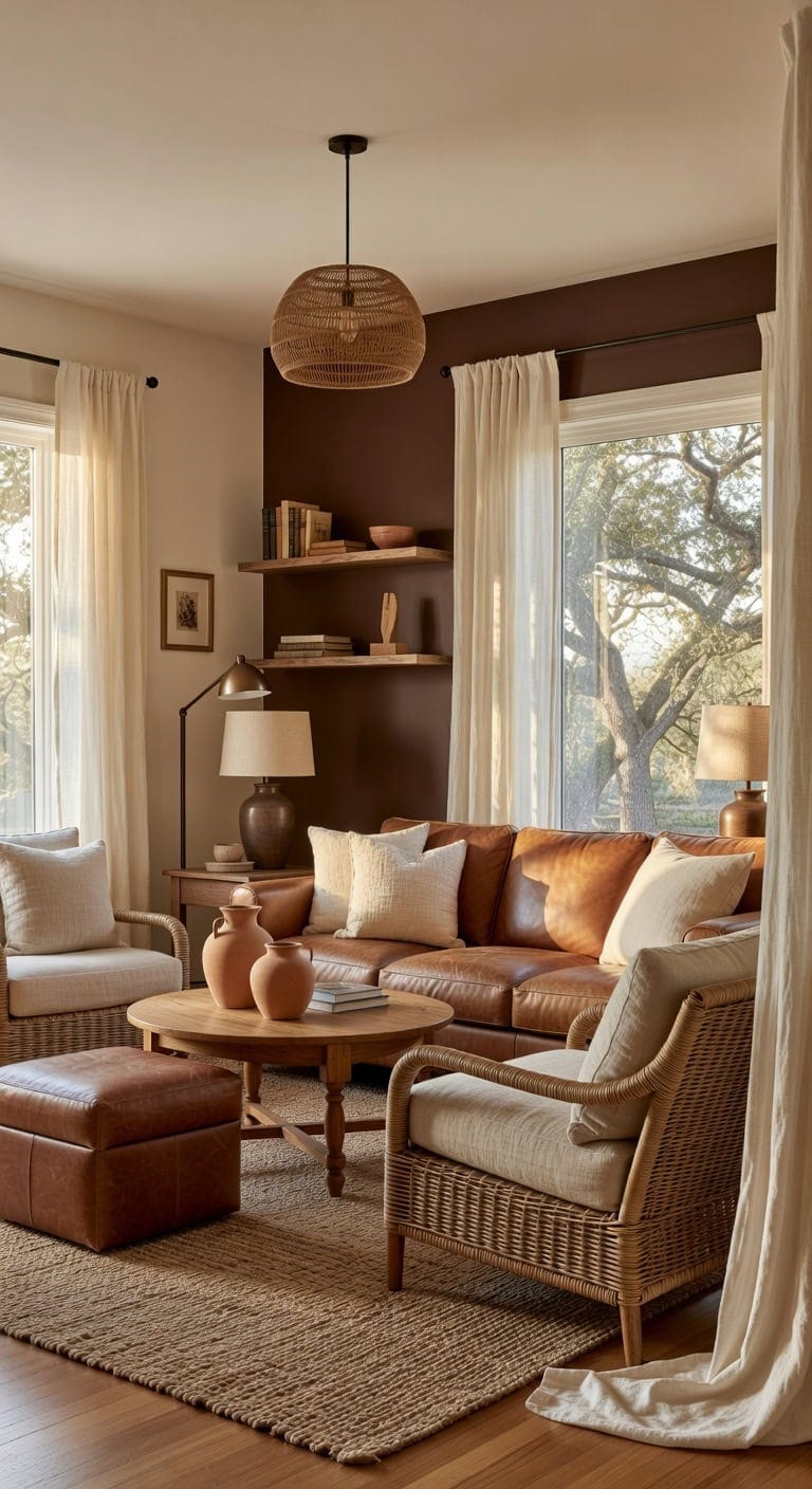 warm textured balanced brown accent wall