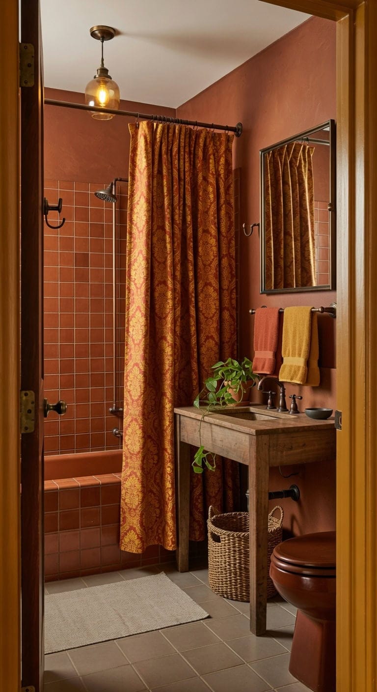 warm vintage rust bathroom