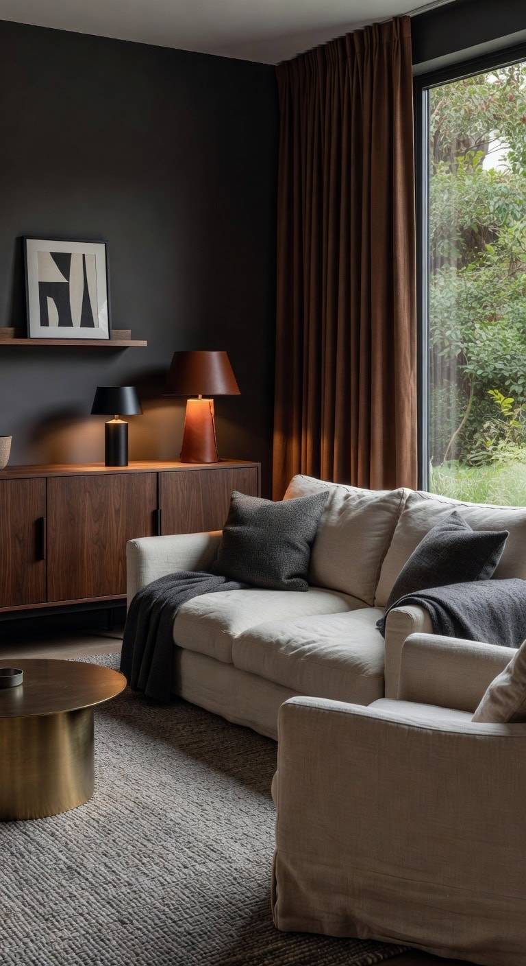 warm walnut minimalist living