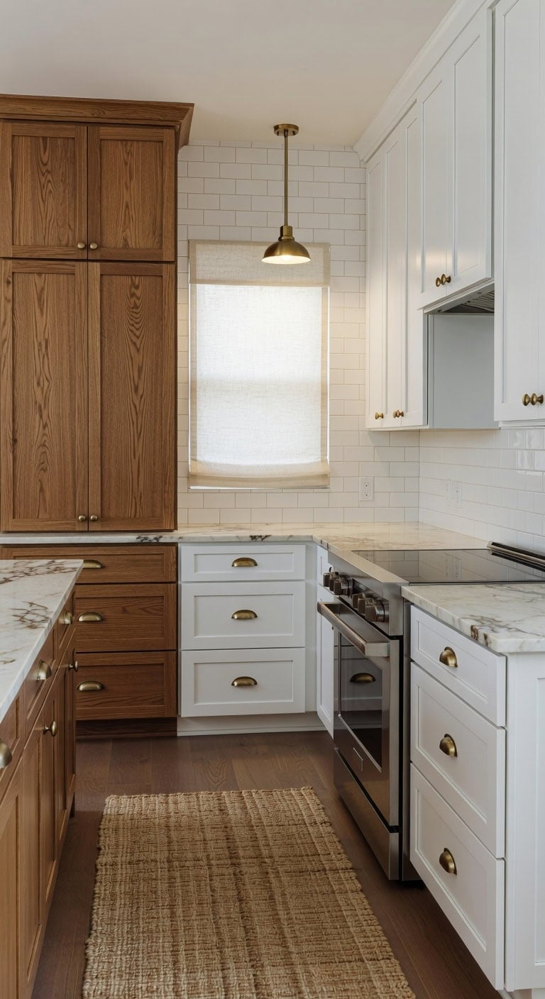 warm wood meets crisp white