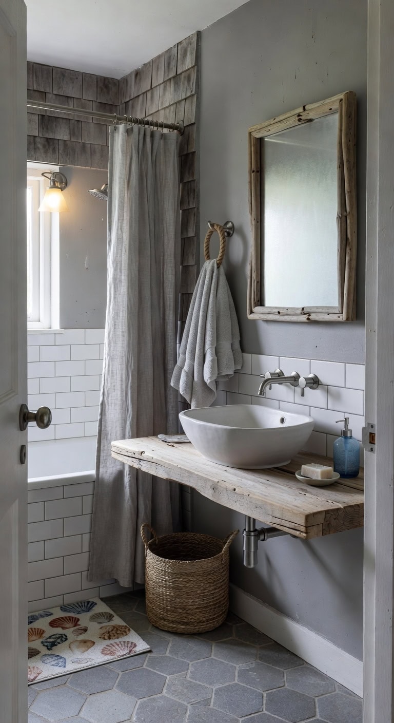 weathered coastal seaside bathroom retreat