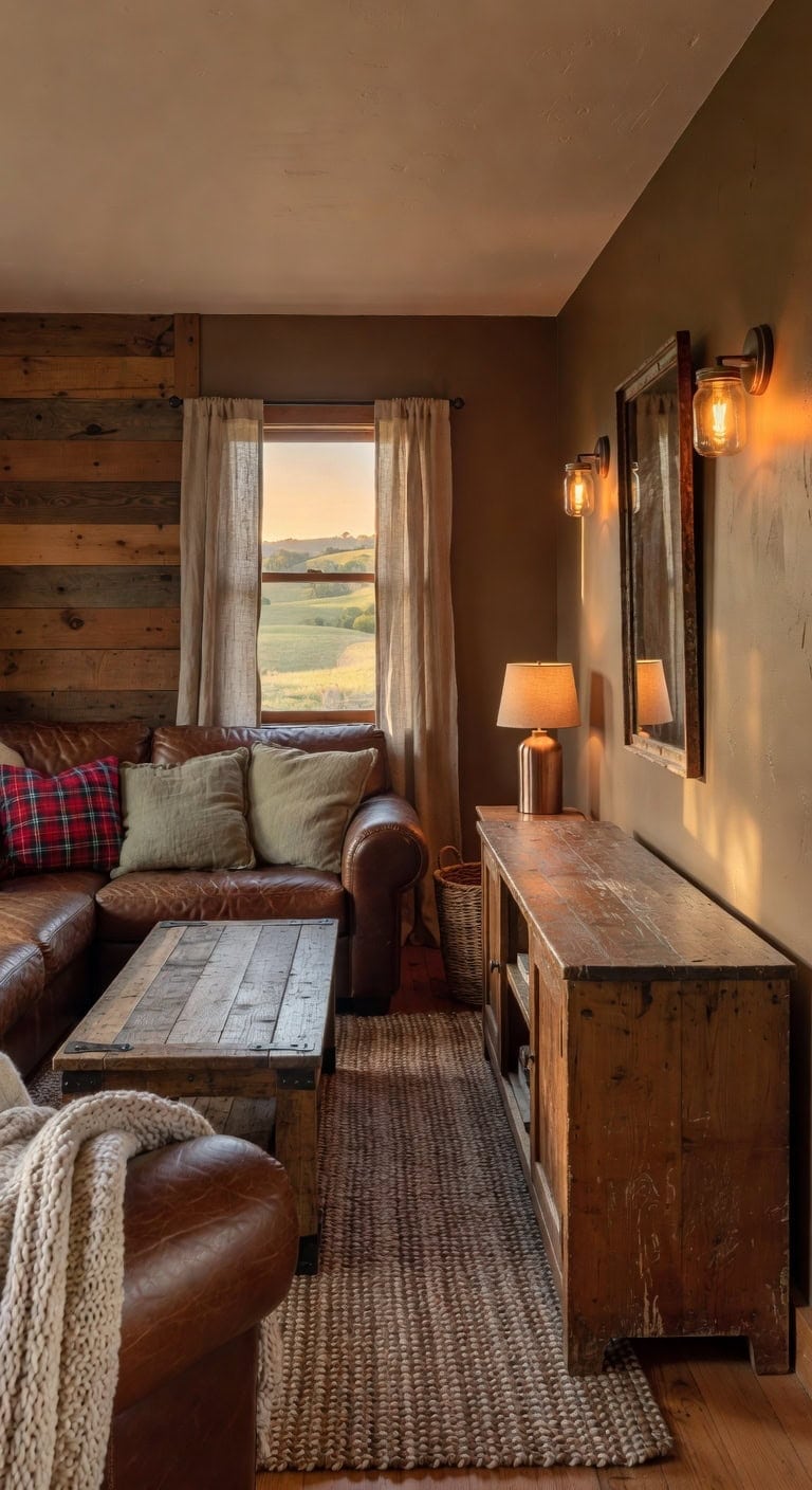 weathered farmhouse cozy living