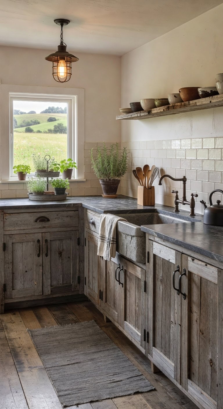 weathered patina reclaimed barn wood cabinets