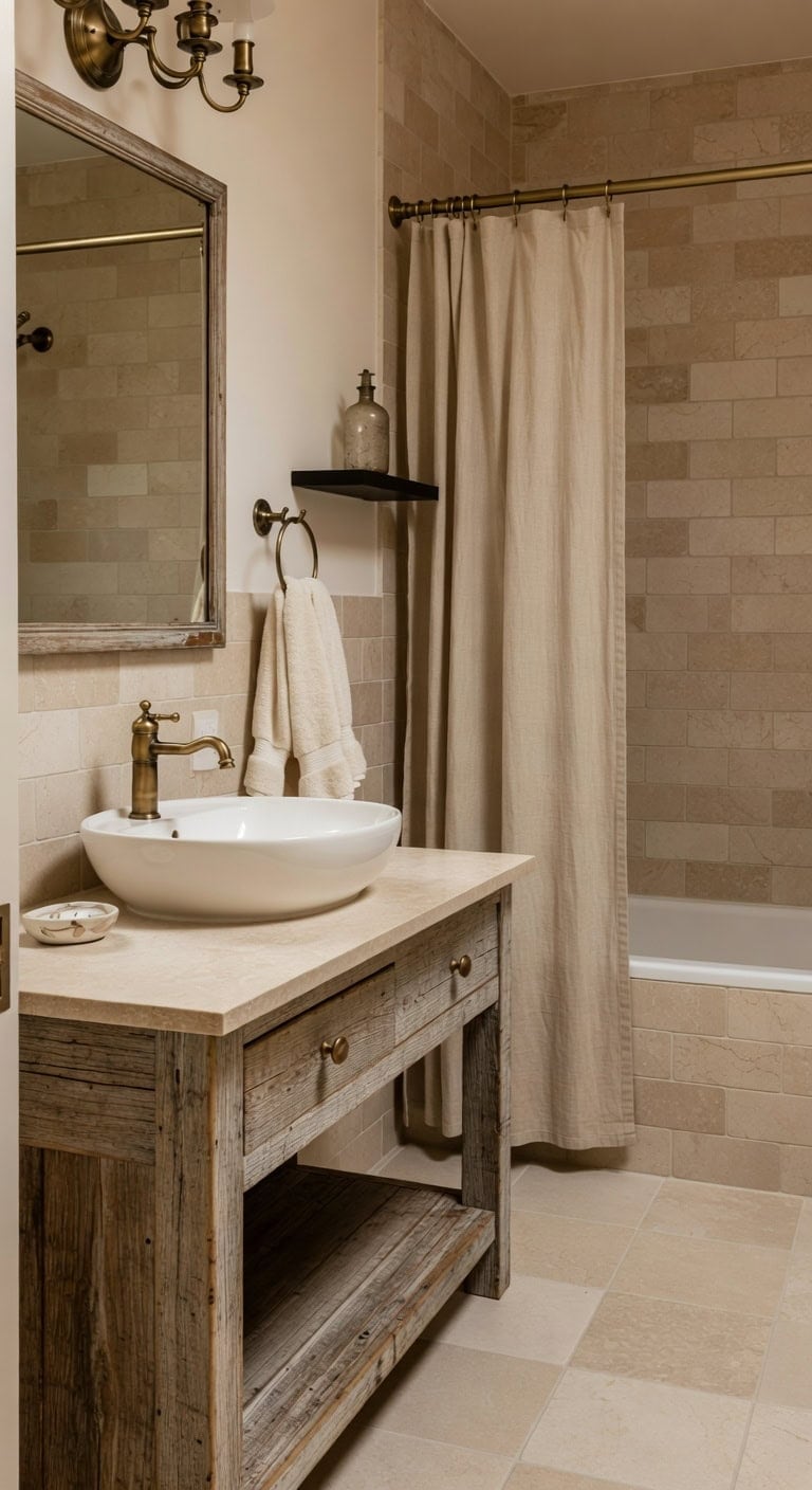 weathered wood farmhouse bathroom