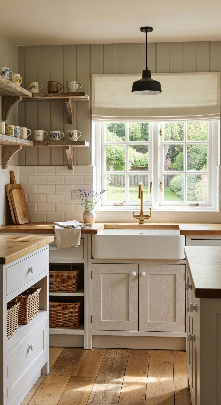 white painted oak cottage kitchen