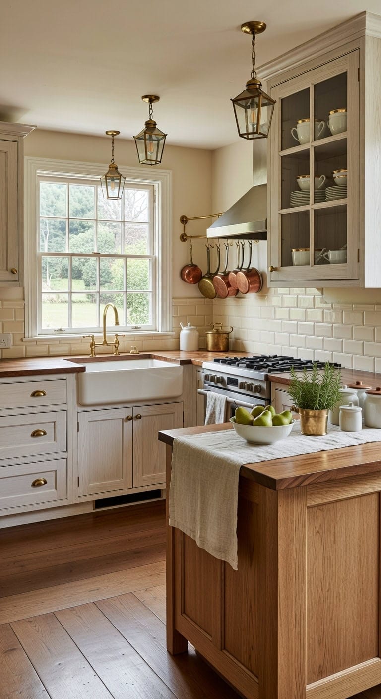 white stained hickory cabinets