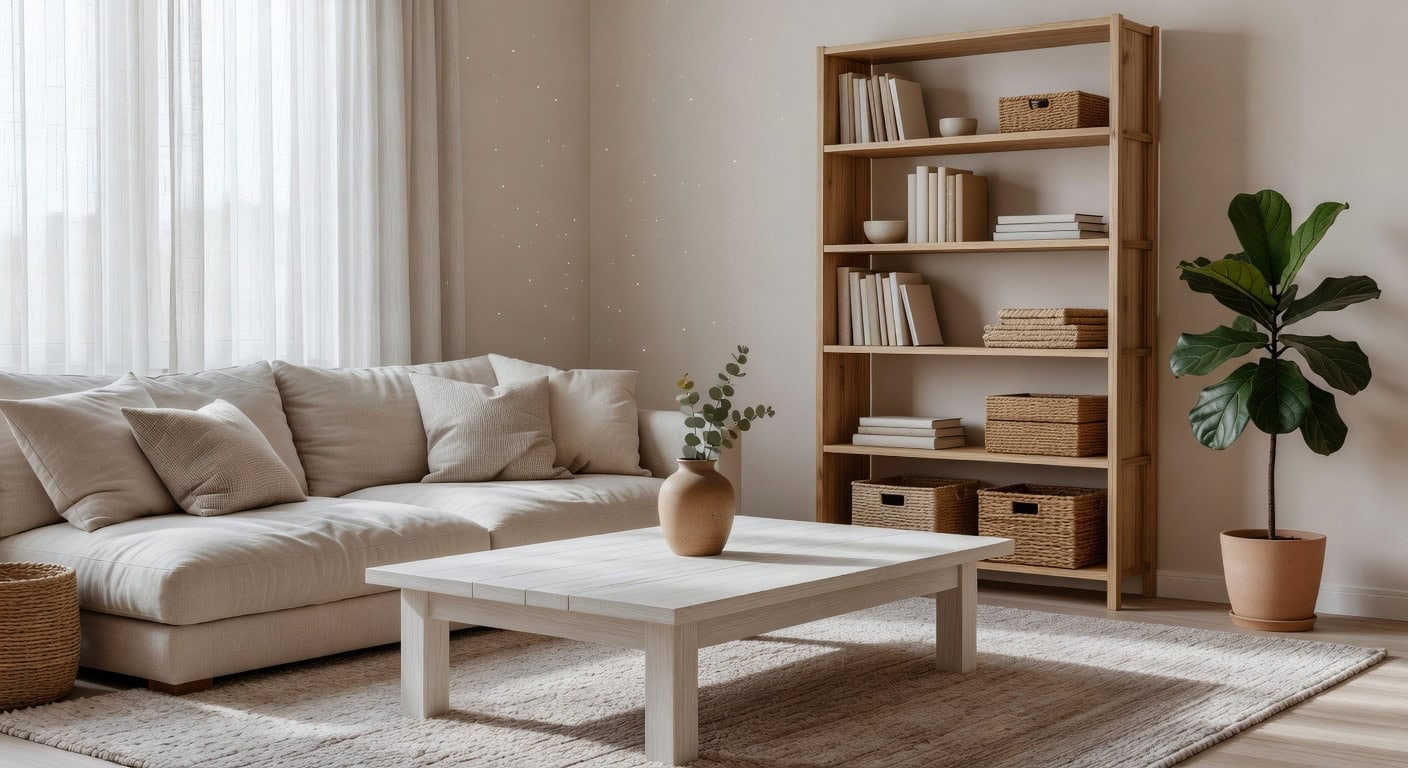 whitewashed wood coffee table details