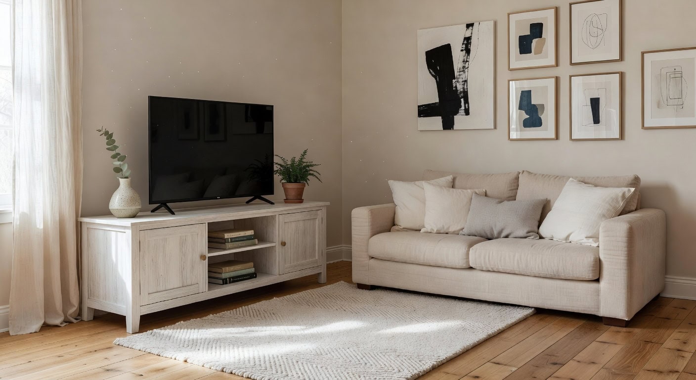 whitewashed wood media console considerations
