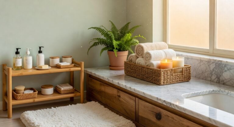 woven seagrass bathroom storage baskets