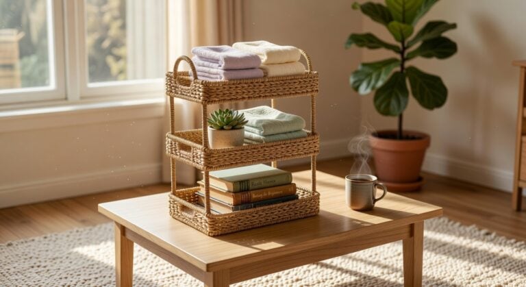 woven seagrass shelf basket sets