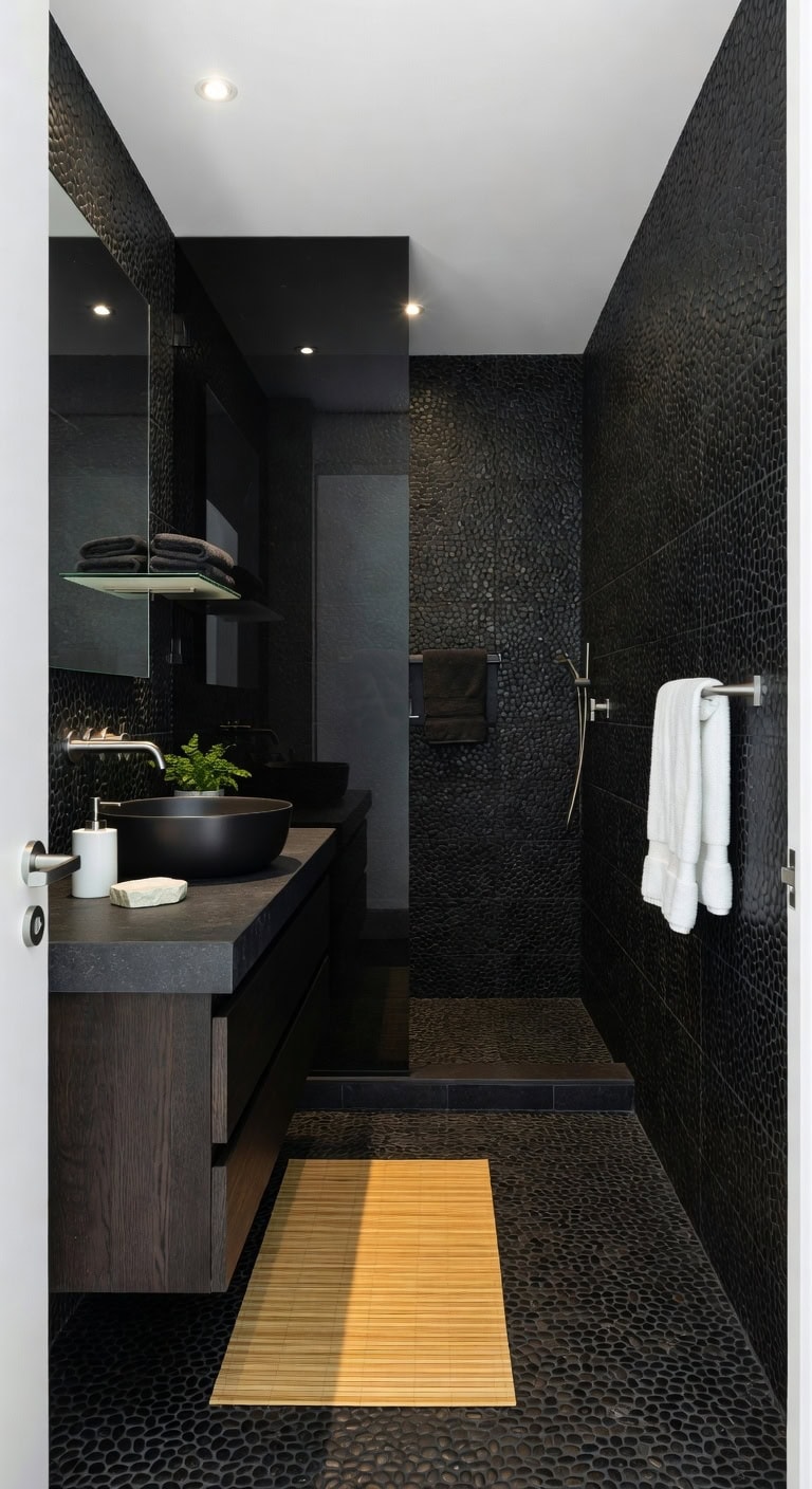 zen black and white bathroom
