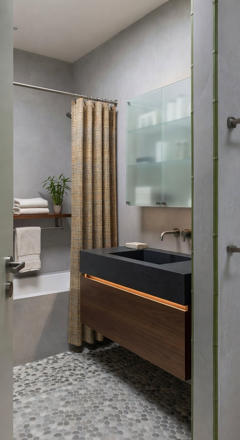 zen inspired grey bamboo retreat