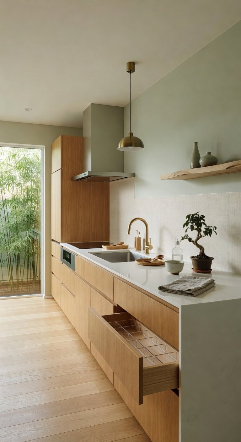 zen oak kitchen calmness