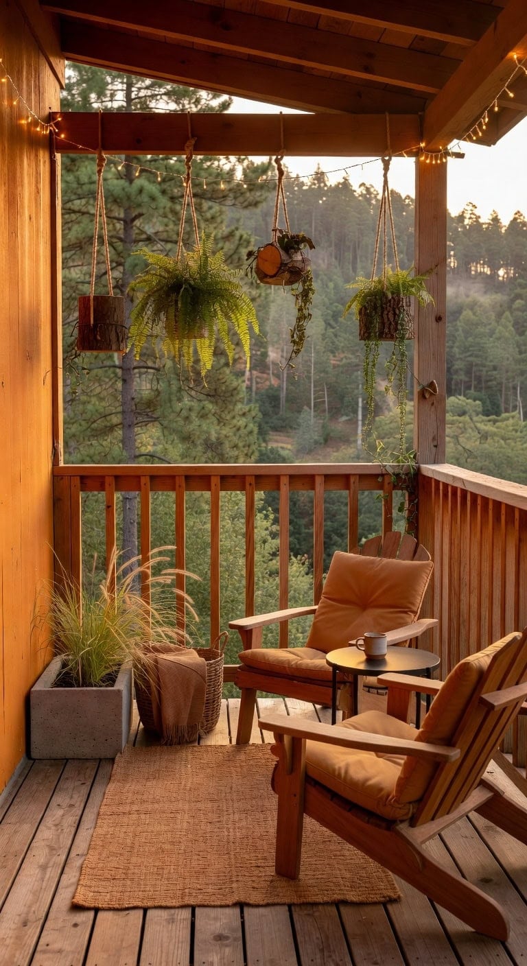 amber and cedar rustic balcony