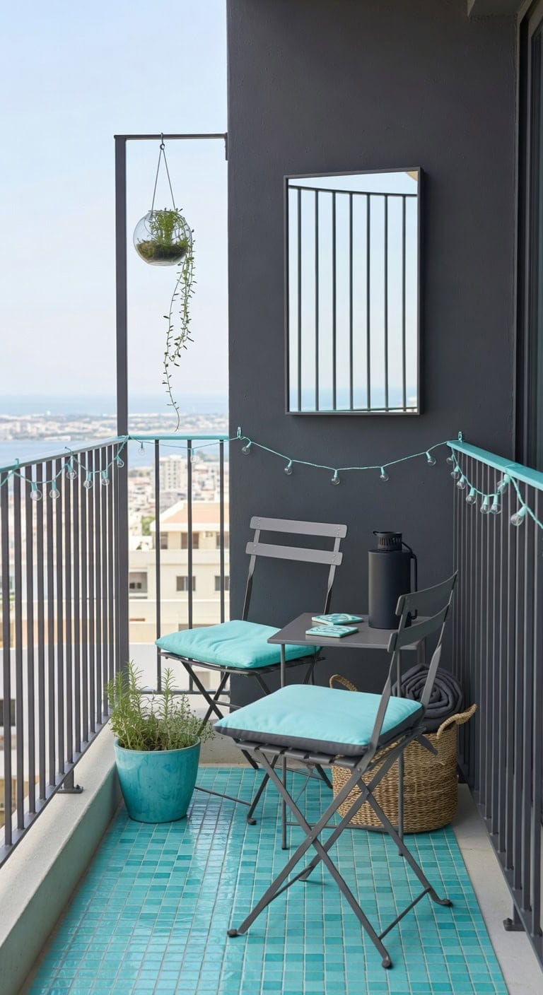 aqua and graphite mediterranean balcony