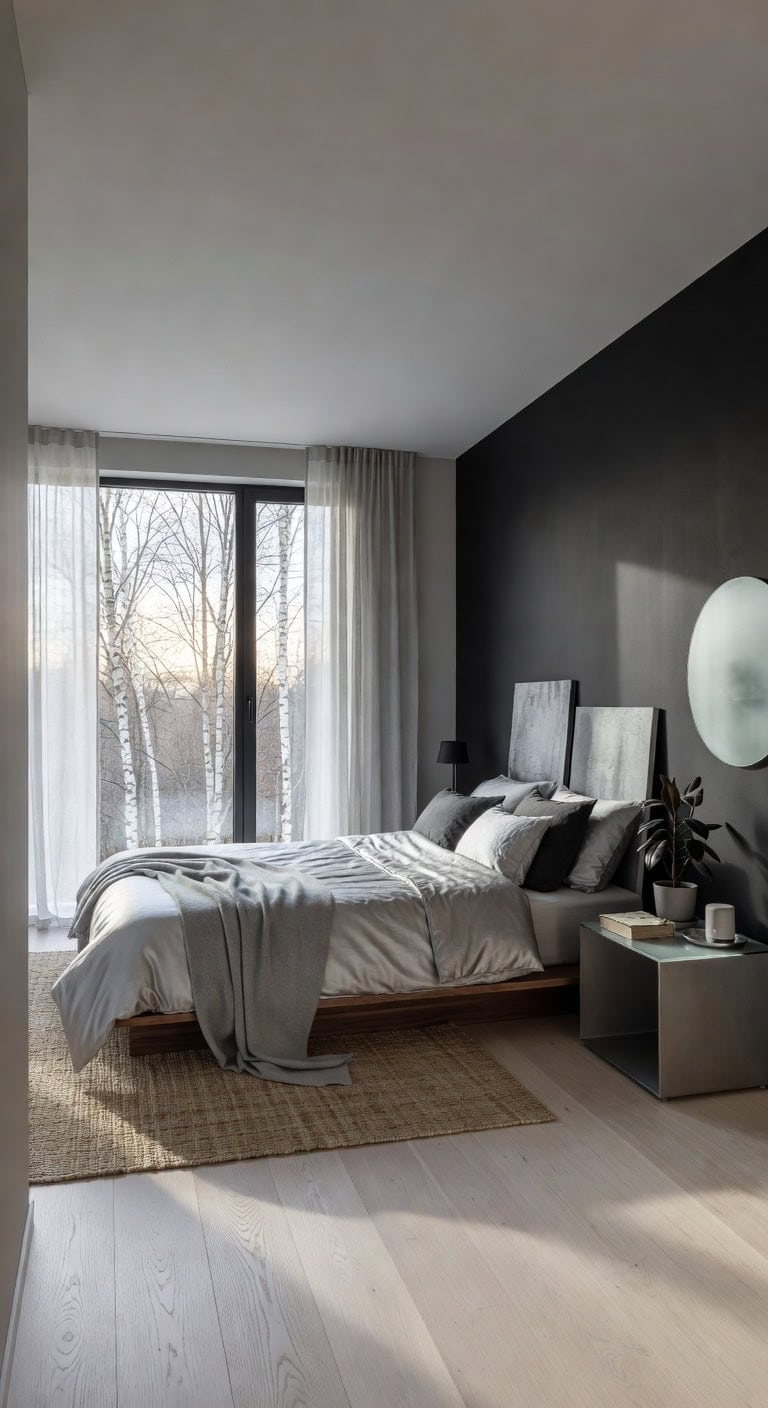 ash black scandinavian bedroom