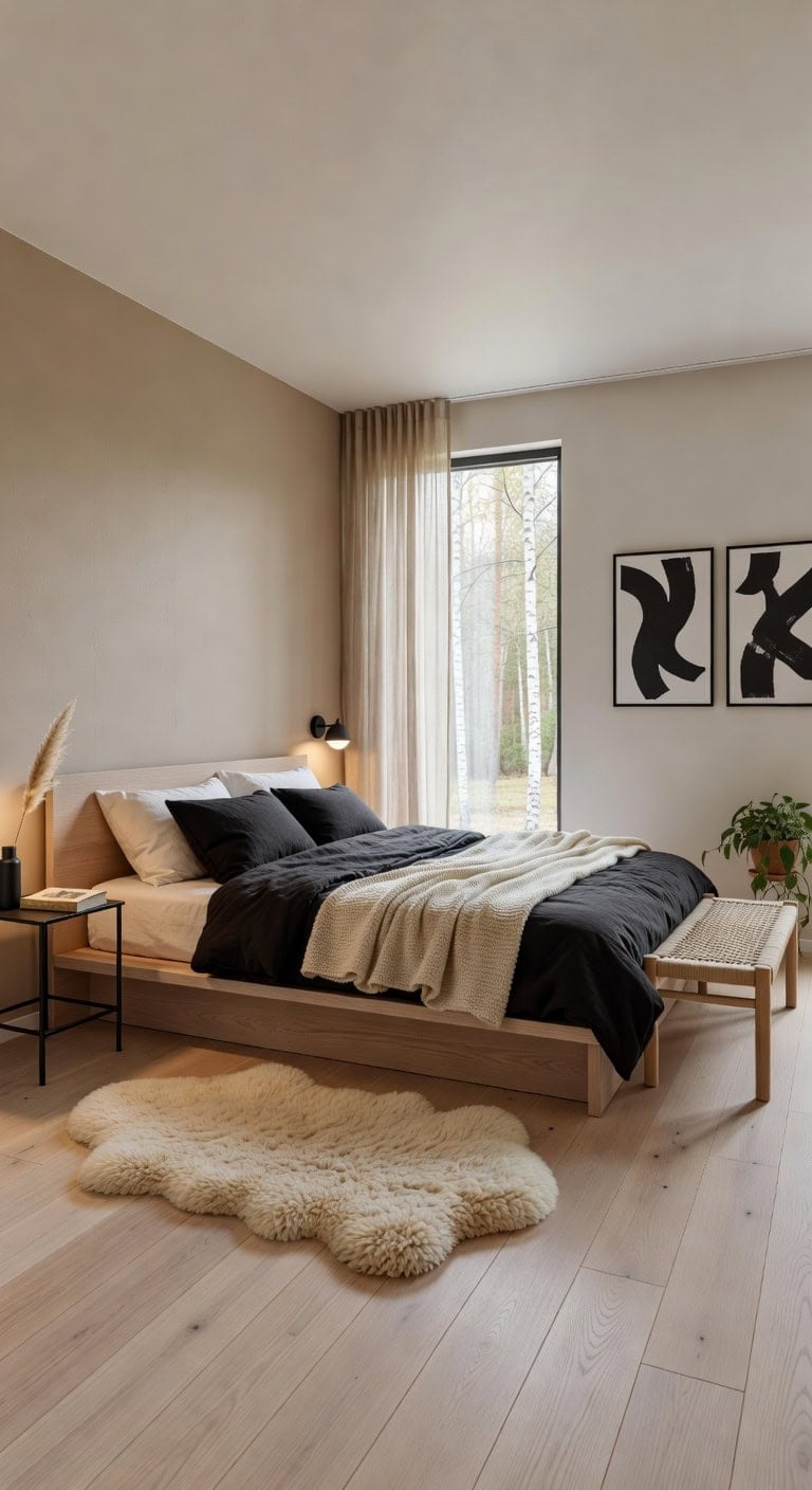 beige sheepskin black nightlights