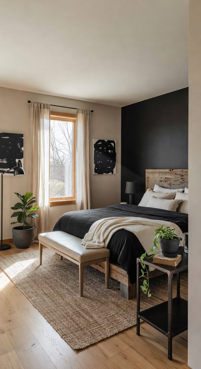 beige wood black concrete