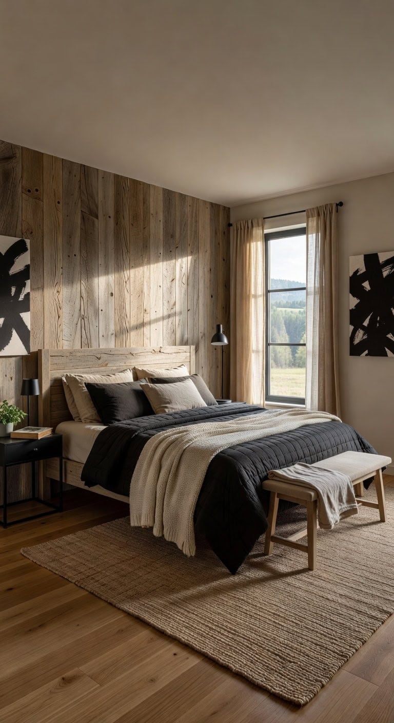 beige wood black metal