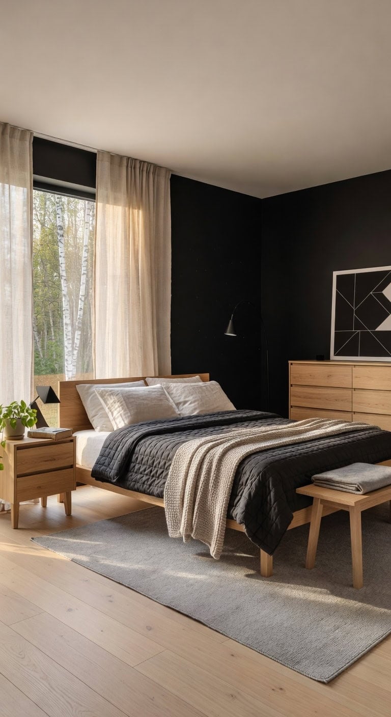 black accents light wood