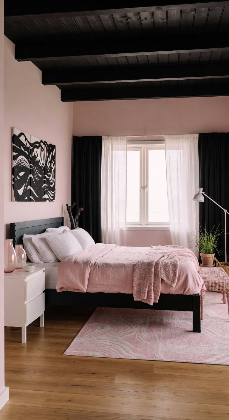 black artwork pink sea glass