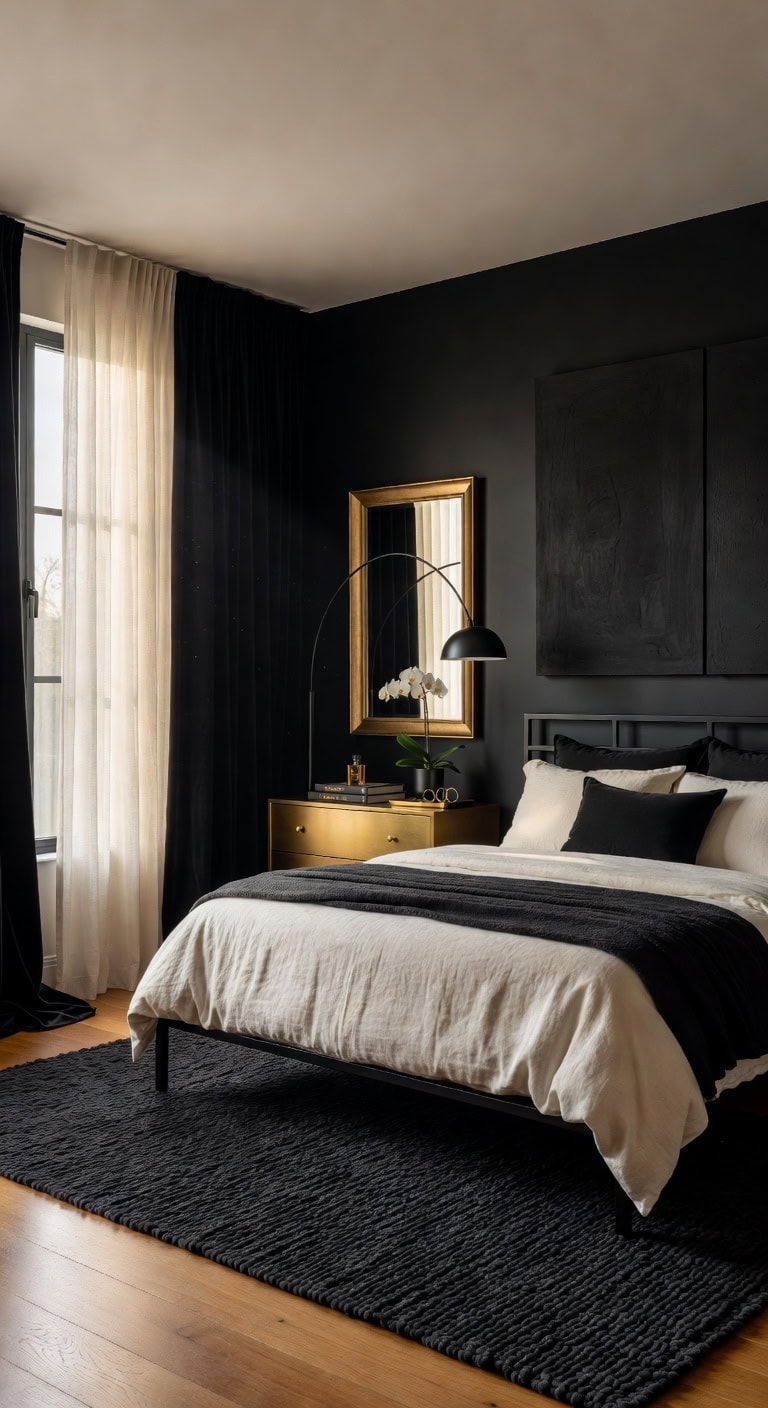 black canvas gold mirror